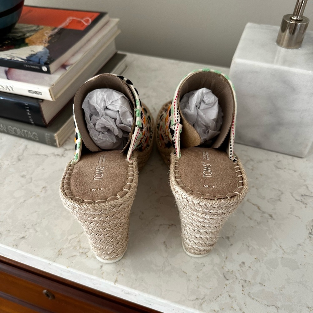 Toms Orange and Green Wedge Shoes - Picture 5 of 8